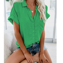 Load image into Gallery viewer, 2021 Summer New Women&#39;s Short Sleeve Lapel Button Harajuku Oversized Shirt Crop Top Blouse Women Boho Clothing Cardigan Korean