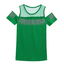 Load image into Gallery viewer, 2021 Summer New short-sleeved Women t-shirt sexy O-neck hot diamond fashion strapless wild slim T-shirt women tops