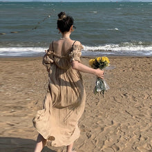 Load image into Gallery viewer, 2021 Summer Sexy Beach Strap Dress Women Backless Casual Elegant Party Midi Dress Puff Sleeve High Street Vintage Sundress Boho