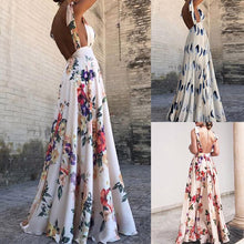 Load image into Gallery viewer, 2021 Summer Sexy Print Floral Beach Peplum Strap Long Maxi Skater Dress For Women Sundress Designer Party Plus Size Dresses Boho