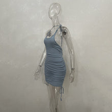 Load image into Gallery viewer, 2021 Summer Sexy Sling Hanging Neck Drawstring Short Skirt Thread Temperament Halter Dress Women&#39;s New Mini Skirt