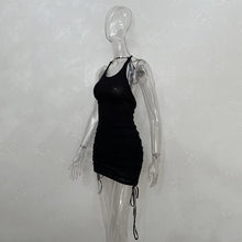 Load image into Gallery viewer, 2021 Summer Sexy Sling Hanging Neck Drawstring Short Skirt Thread Temperament Halter Dress Women&#39;s New Mini Skirt