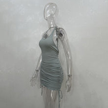 Load image into Gallery viewer, 2021 Summer Sexy Sling Hanging Neck Drawstring Short Skirt Thread Temperament Halter Dress Women&#39;s New Mini Skirt