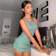 Load image into Gallery viewer, 2021 Summer Sexy Sling Hanging Neck Drawstring Short Skirt Thread Temperament Halter Dress Women&#39;s New Mini Skirt