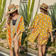 Load image into Gallery viewer, 2021 Summer Sexy Split Sunscreen Cardigan Casual Bandage Half Sleeve Printed Jacket Swimsuit Bikini Loose Outer Blouse