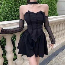 Load image into Gallery viewer, 2021 Summer Sexy Y2k Women Skirt Suits Black Korean Strap Tops Party Mini Skirt Shorts Backless Beach Boho Vacation Outfits 2021