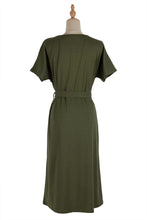 Load image into Gallery viewer, 2021 Summer Short Sleeve Elegant Irregular Dress O-Neck Bodycon Lace Up Dresses Spring Ladies Midi Party Dresses Solid Vestidos