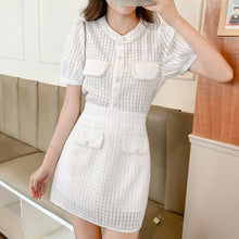 Load image into Gallery viewer, 2021 Summer Two Piece Set Women Skirt Ensembles Femme Beading Small Fragrant Top High Waist Slim Skirts Suits Conjuntos De Mujer