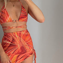 Load image into Gallery viewer, 2021 Summer Vacation Women Sets 2 Pieces Bandage Halter Vest + Mini Skirt Print Suits Fashion New Female Sexy Tracksuits Costume