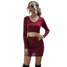 Load image into Gallery viewer, 2021 Summer Waistless Solid Color Short Knit Sweater, Long-Sleeved Hedging, Two-Piece Buttocks, Slim And Thin Temperament