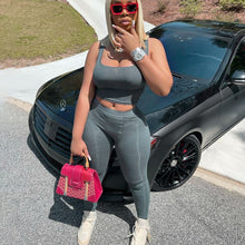 Load image into Gallery viewer, 2021 Summer Woman Sweat Suit Elastic Vest Sexy Leggings Slim Fit Lady Sports Yoga Set Pants