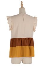 Load image into Gallery viewer, 2021 Summer Women Casual Color-block Blouse Shirts V Neck Ruffles Sleeveless Cotton Shirts Fashion Female Striped Tops Blusas