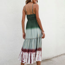 Load image into Gallery viewer, 2021 Summer Women Dress Adjustable Spaghetti Shoulder Straps V-neck Print A Line Beach Party Dress High Waist Loose Mini Dress