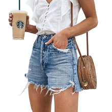 Load image into Gallery viewer, 2021 Summer Women Fringed Jeans High Waist Fashion Streetwear Ripped Hole Straight Ladies Mini Denim Shorts Feminino