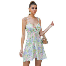 Load image into Gallery viewer, 2021 Summer Women Sexy Mini Dress Spaghetti Strap Sleeveless V Neck Dresswear Drawstring Bodycon Ruched Sundress Party Clubwear