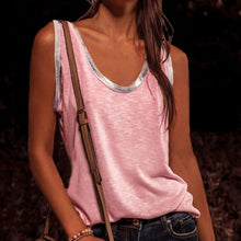 Load image into Gallery viewer, 2021 Summer Women Stitching Top Urban Casual Streetwear Contrast Color Collar Wide Loose Vest Sleeveless Pullover T-shirt