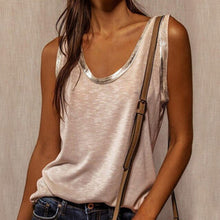 Load image into Gallery viewer, 2021 Summer Women Stitching Top Urban Casual Streetwear Contrast Color Collar Wide Loose Vest Sleeveless Pullover T-shirt