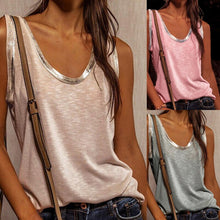 Load image into Gallery viewer, 2021 Summer Women Stitching Top Urban Casual Streetwear Contrast Color Collar Wide Loose Vest Sleeveless Pullover T-shirt
