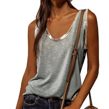 Load image into Gallery viewer, 2021 Summer Women Stitching Top Urban Casual Streetwear Contrast Color Collar Wide Loose Vest Sleeveless Pullover T-shirt