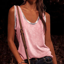 Load image into Gallery viewer, 2021 Summer Women Stitching Top Urban Casual Streetwear Contrast Color Collar Wide Loose Vest Sleeveless Pullover T-shirt