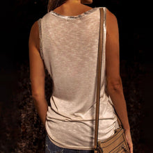 Load image into Gallery viewer, 2021 Summer Women Stitching Top Urban Casual Streetwear Contrast Color Collar Wide Loose Vest Sleeveless Pullover T-shirt