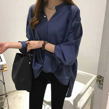 Load image into Gallery viewer, 2021 Summer Women&#39;s Boho Clothing Chiffon Black Harajuku Flannel Shirt Women Long Sleeve Top Shirt Coat Korean Fashion Women&#39;s