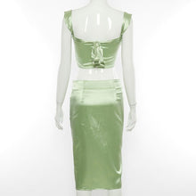 Load image into Gallery viewer, 2021 Summer Women&#39;s Dress Suits Vest Lace-Up Crop Top Robe Midi Dress Sexy 2 Piece Set Women&#39;s Skirt Dress Sets Bodycon Outfits