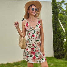 Load image into Gallery viewer, 2021 Summer Women&#39;s Fashion Sexy Print Deep V Neck Spaghetti Straps Hollow Out Sleeveless Backless A Line Mini Dress Ladies Slim