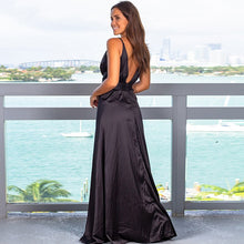 Load image into Gallery viewer, 2021 Summer Women&#39;s Fashion Sexy Print  Spaghetti Straps Deep V Neck Backless Sleeveless Zippers Split Foor Lenght Dress Ladies