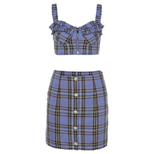 Load image into Gallery viewer, 2021 Summer Women&#39;s New Style Plaid Sling Zipper Cardigan Bag Hip Skirt Two-Piece Suit