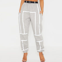 Load image into Gallery viewer, 2021 Summer Women&#39;s Pants Casual Sports Reflective Striped Sweatpants Loose Lady High Street Cropped Pants
