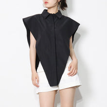 Load image into Gallery viewer, 2021 Summer Women&#39;s Shirt Design Irregular Vest Solid Color Tee Single-Breasted Inverted Triangle Lapel Top
