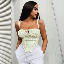 Load image into Gallery viewer, 2021 Summertime Fashion New Style Women&#39;s Sleeveless Pleated Lace Up Navel Strap Short Tank Top For Laides Small Floral