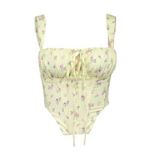 Load image into Gallery viewer, 2021 Summertime Fashion New Style Women&#39;s Sleeveless Pleated Lace Up Navel Strap Short Tank Top For Laides Small Floral