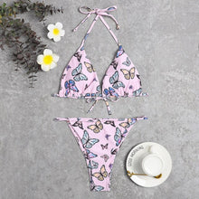 Load image into Gallery viewer, 2021 Swimsuit Butterfly Printing Wearing Rope Ladies Split Bikini Swimsuit Women 2 Pieces