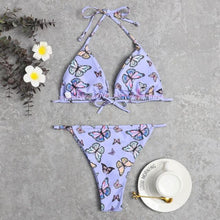 Load image into Gallery viewer, 2021 Swimsuit Butterfly Printing Wearing Rope Ladies Split Bikini Swimsuit Women 2 Pieces