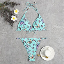 Load image into Gallery viewer, 2021 Swimsuit Butterfly Printing Wearing Rope Ladies Split Bikini Swimsuit Women 2 Pieces
