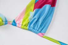 Load image into Gallery viewer, 2021 Tie Dye Women&#39;S Three Piece Set Swim Suit Lace Up Halter Bra Bandage Mini Skirt Beach Sexy 2021 Summer Clothes Matching