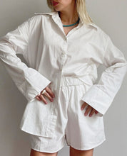 Load image into Gallery viewer, 2021 Trend Spring New Women&#39;s Casual Suit Two Piece Outfits Female Long-sleeved White Shirt Top Cotton Linen Shorts Matching Set