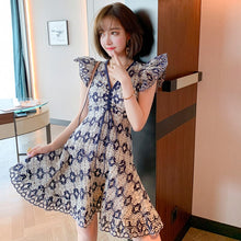 Load image into Gallery viewer, 2021 V-Neck Lace Hollow Out Fly Sleeves Mini Dress Female Summer High Waist Slim Party Dresses For Women Bodycon Clothes