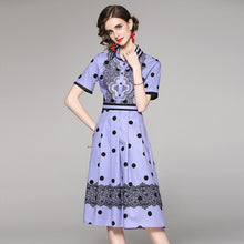 Load image into Gallery viewer, 2021 Vintage Summer  High Waist Polka Dot Pleated Midi Dress Elegant Turn Down Collar Single Breasted Casual Slim Midi Dresses