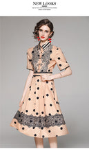 Load image into Gallery viewer, 2021 Vintage Summer  High Waist Polka Dot Pleated Midi Dress Elegant Turn Down Collar Single Breasted Casual Slim Midi Dresses