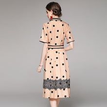 Load image into Gallery viewer, 2021 Vintage Summer  High Waist Polka Dot Pleated Midi Dress Elegant Turn Down Collar Single Breasted Casual Slim Midi Dresses