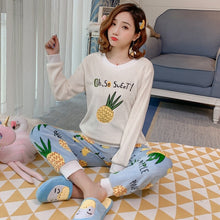 Load image into Gallery viewer, 2021 Winter Long Sleeve Print Thick Warm Flannel Pajama Sets For Women Coral Velvet Sleepwear Suit Pyjamas Homewear Home Clothes