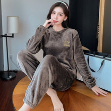 Load image into Gallery viewer, 2021 Winter Long Sleeve Thick Warm Flannel Pajama Sets For Women Korean Coral Velvet Sleepwear Suit Pyjama Homewear Home Clothes