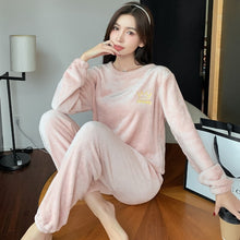 Load image into Gallery viewer, 2021 Winter Long Sleeve Thick Warm Flannel Pajama Sets For Women Korean Coral Velvet Sleepwear Suit Pyjama Homewear Home Clothes