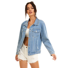 Load image into Gallery viewer, 2021 Winter New Women&#39;s Fashion Cropped Long Denim Lapel Old Denim Coat Jeans Oversized Jean Jacket Women Gothic Clothes