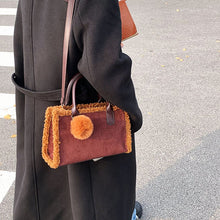 Load image into Gallery viewer, 2021 Winter Square Quilted Scrub Leather Plush Shoulder Handbags for Women Fashion Designer Luxury Brand Crossbody Bag And Purse