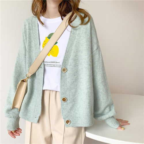 2021 Winter Women Cardigans Cashmere Sweater Knitted Jacket Girls Korean Chic Tops Woman's Sweaters jersey knit Cardigans