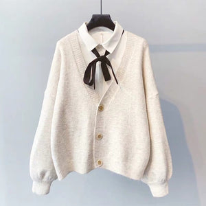2021 Winter Women Cardigans Cashmere Sweater Knitted Jacket Girls Korean Chic Tops Woman's Sweaters jersey knit Cardigans